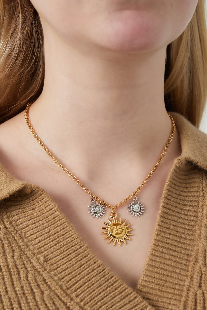 Necklace shimmering sun - Gold Color silver