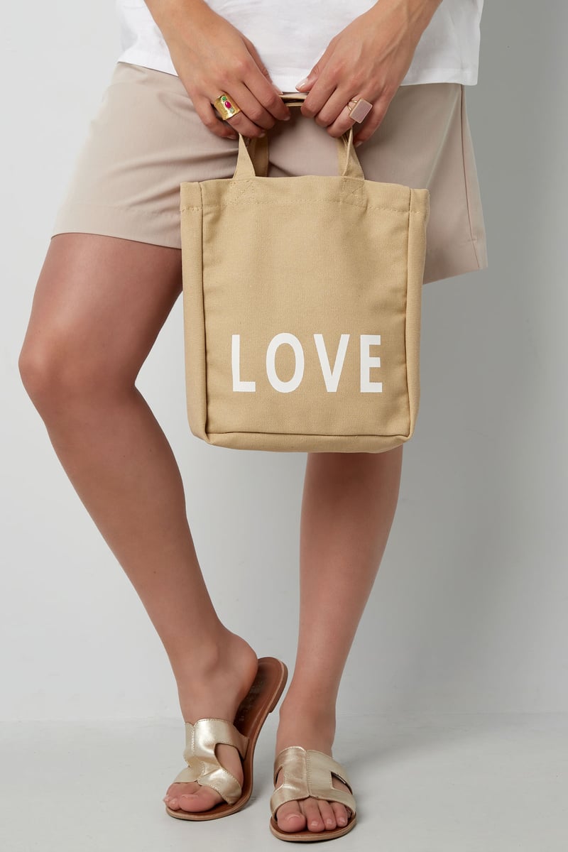Small canvas bag love - beige