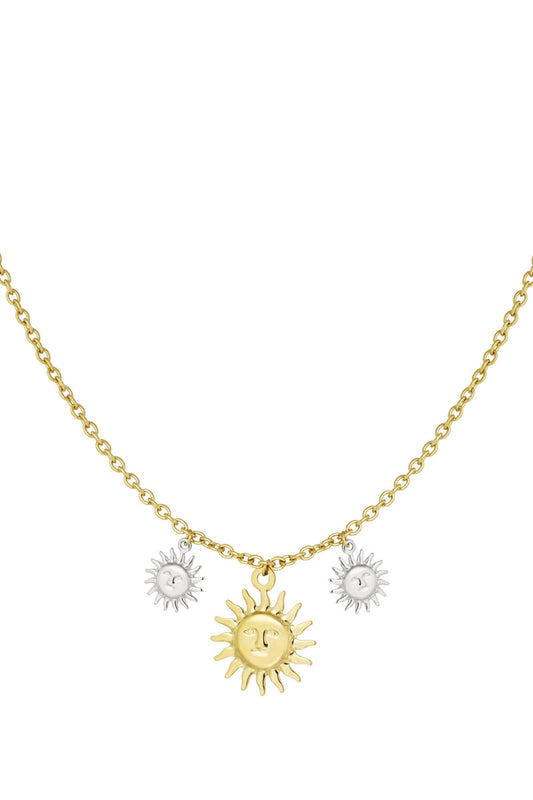 Necklace shimmering sun - Gold Color silver