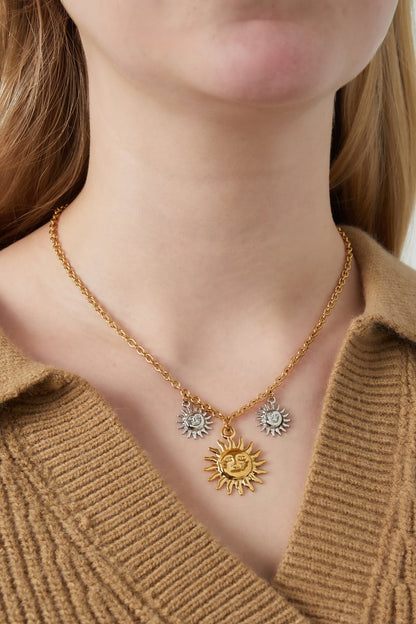 Necklace shimmering sun - Gold Color silver