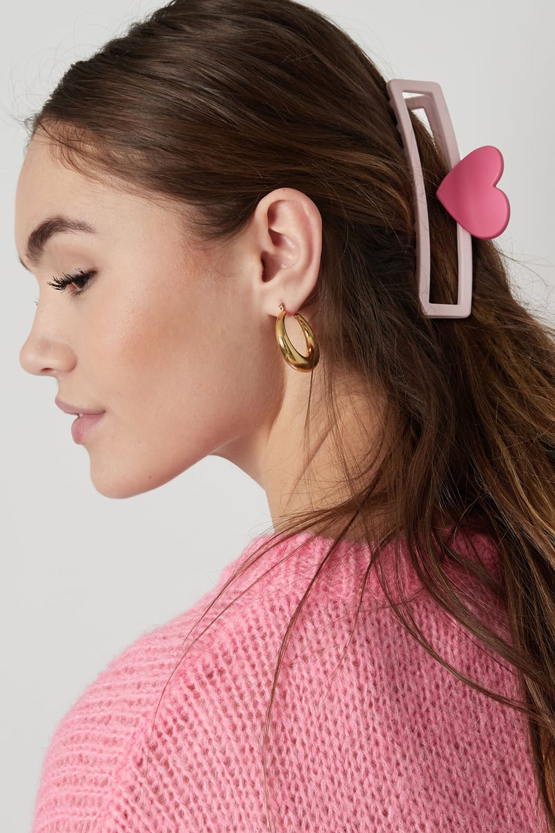 hair clip with heart-shaped handle - purple