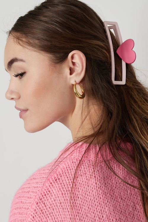 hair clip with heart-shaped handle - purple