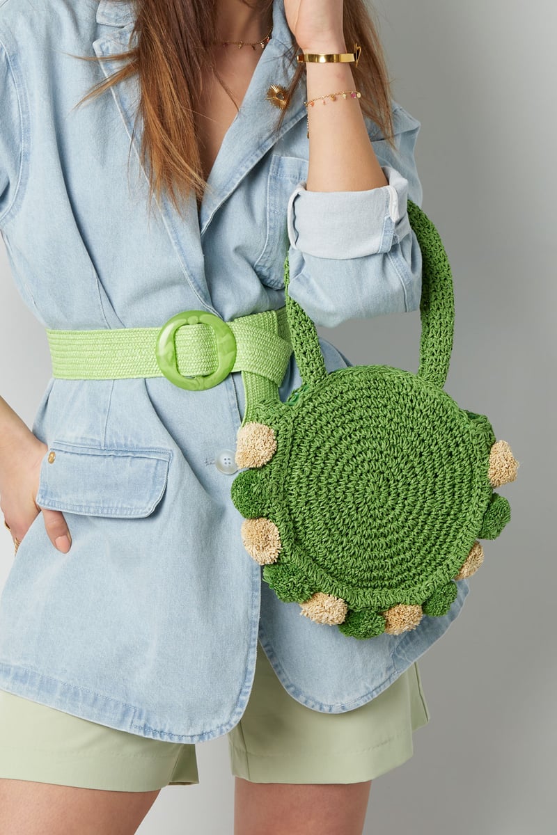 Pom pom beach bag - green