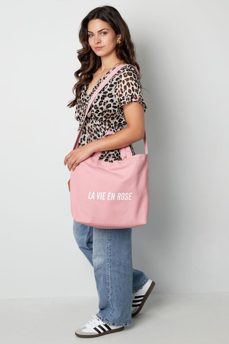 Canvas shopper la vie en rose - pink