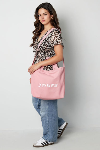 Canvas shopper la vie en rose - pink