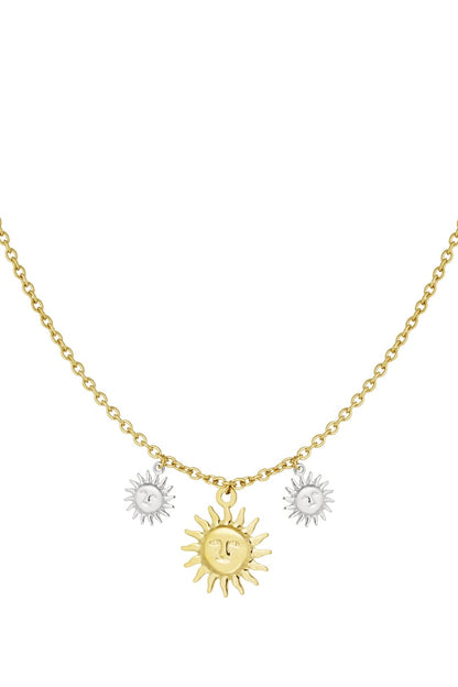 Necklace shimmering sun - Gold Color silver