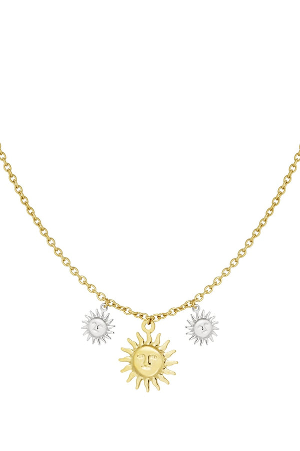 Necklace shimmering sun - Gold Color silver