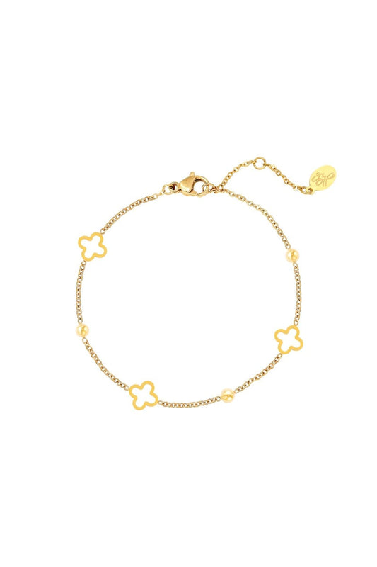 Bracelet open clovers Silver Color Stainless Steel