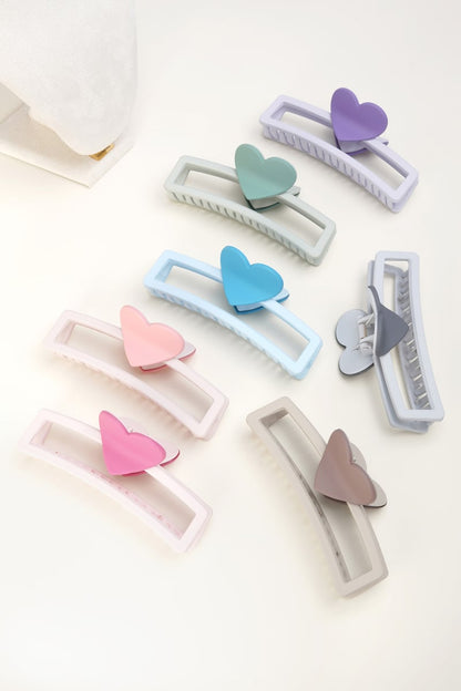 hair clip with heart-shaped handle - purple