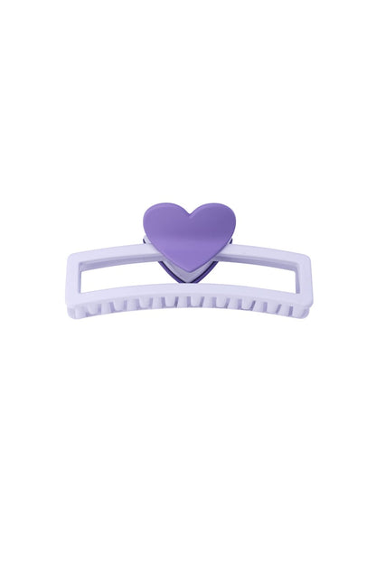 hair clip with heart-shaped handle - purple