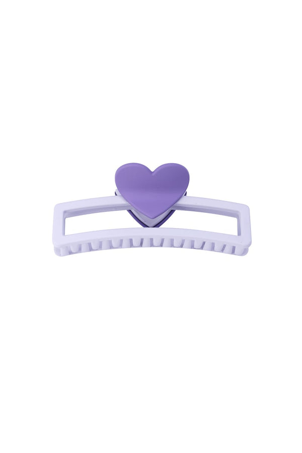 hair clip with heart-shaped handle - purple