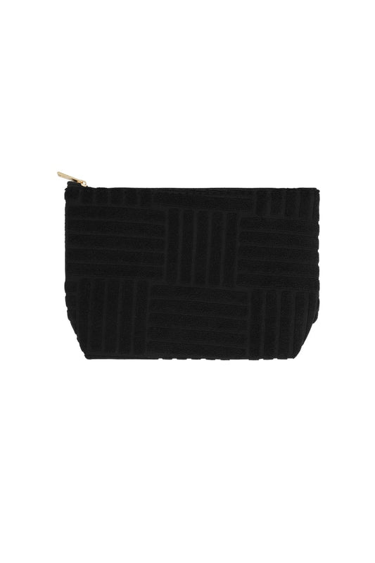 Lightweight Jacquard Travel Makeup Bag - Beige