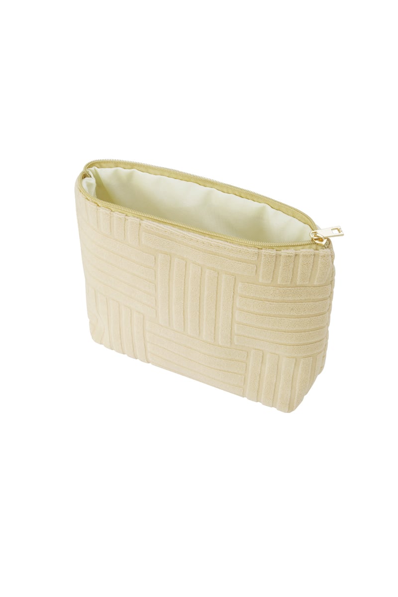 Lightweight Jacquard Travel Makeup Bag - Beige