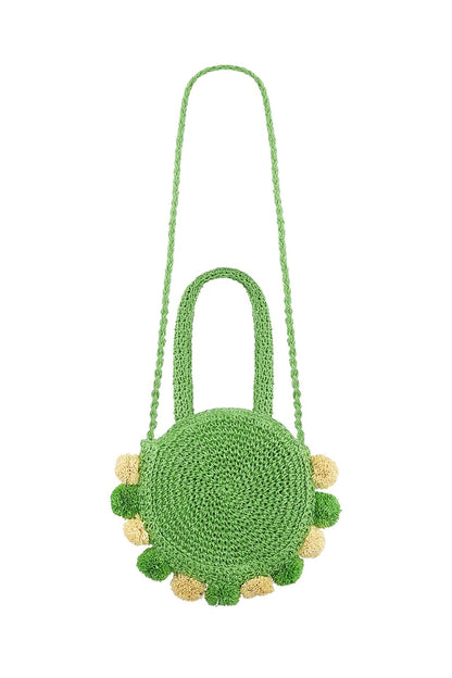 Pom pom beach bag - green