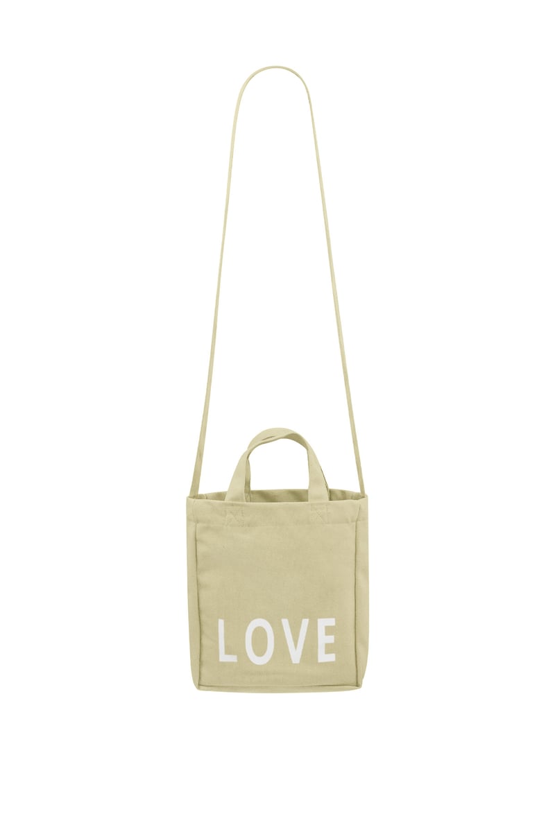Small canvas bag love - beige