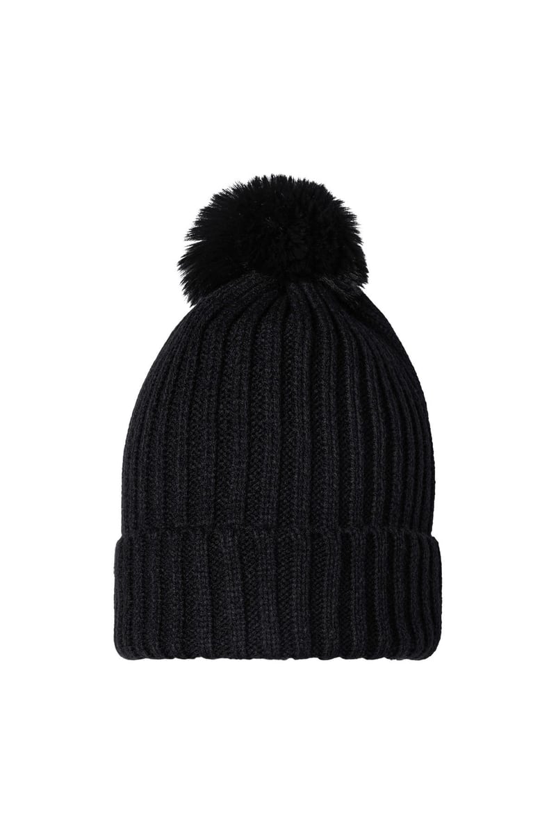 Beanie Furry Pompon Green Acrylic