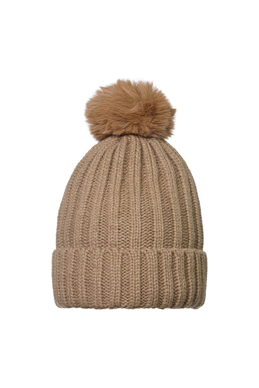 Beanie Furry Pompon Green Acrylic