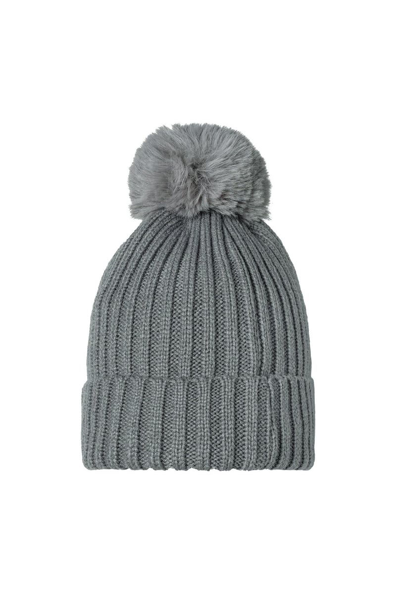 Beanie Furry Pompon Green Acrylic