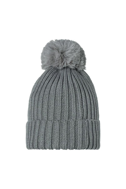 Beanie Furry Pompon Green Acrylic