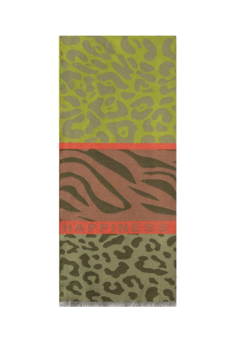 Striking scarf with prints and text